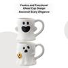 Halloween  Cute Pumpkin Ghosts Ceramic Mugs Ceramic Drinking Glass With Handle Halloween Funny White Ghosts Coffee Cup