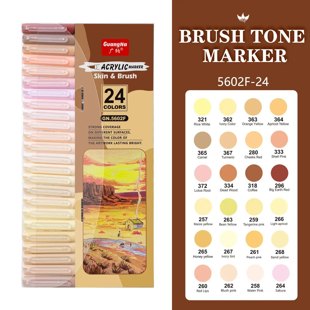 12/24 Huidskleur Acryl Verf Markers, Zachte Kwastpunt Huidtinten Kunst Markers voor Rotsen Tegels Keramiek Hout Schilderen Kunstbenodigdheden