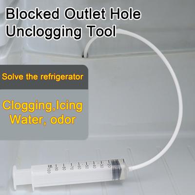 2/5 Pz/set Kit per sbloccare il foro di scarico del frigorifero con iniettore Tubo da 150 cm Raschietto per ghiaccio Pulitore per la rimozione dell'acqua del frigorifero Strumento per sbloccare il foro di uscita bloccato