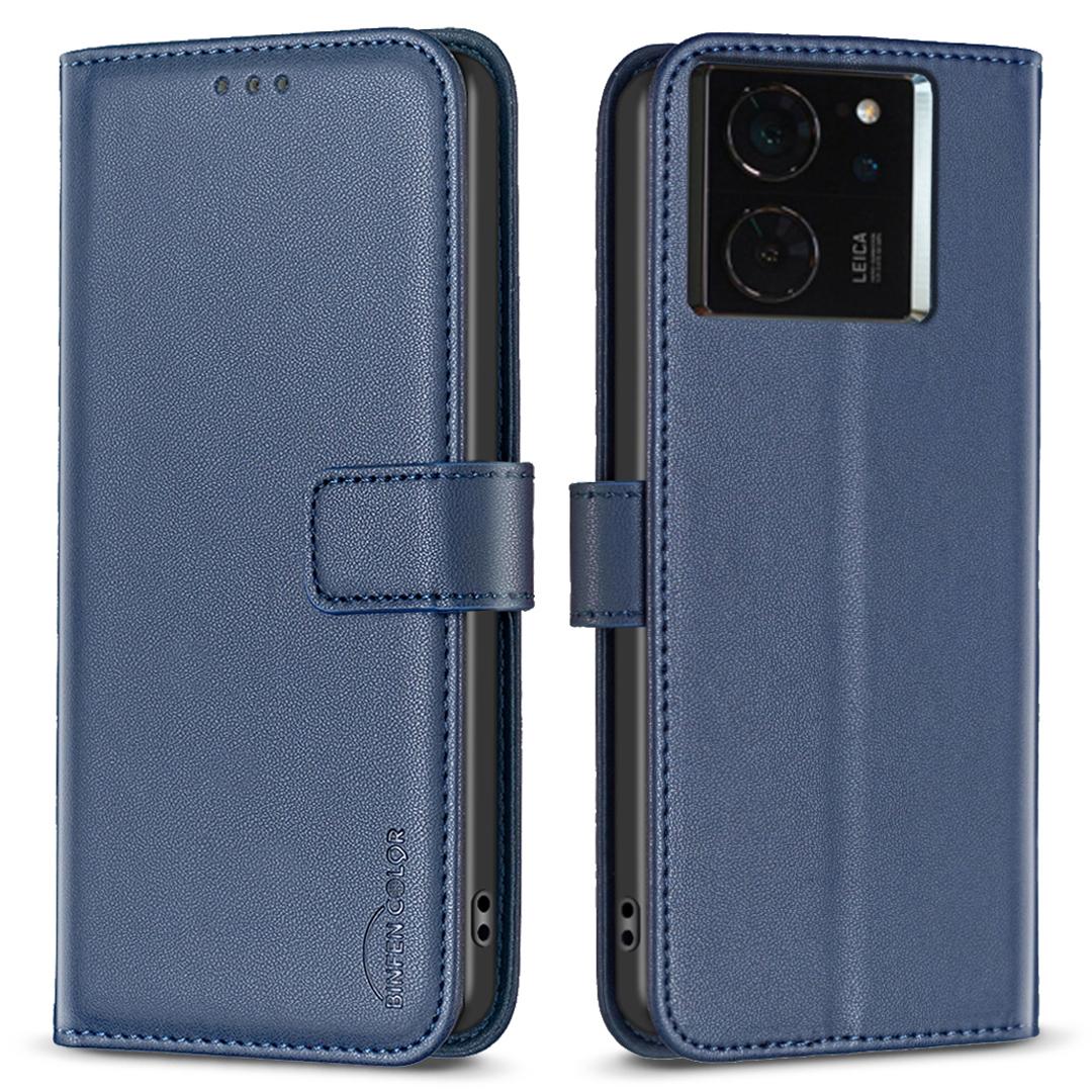 

BINFEN COLOR BF17 For Xiaomi 14T Pro Case Wallet Folio Flip Leather Cover Blue