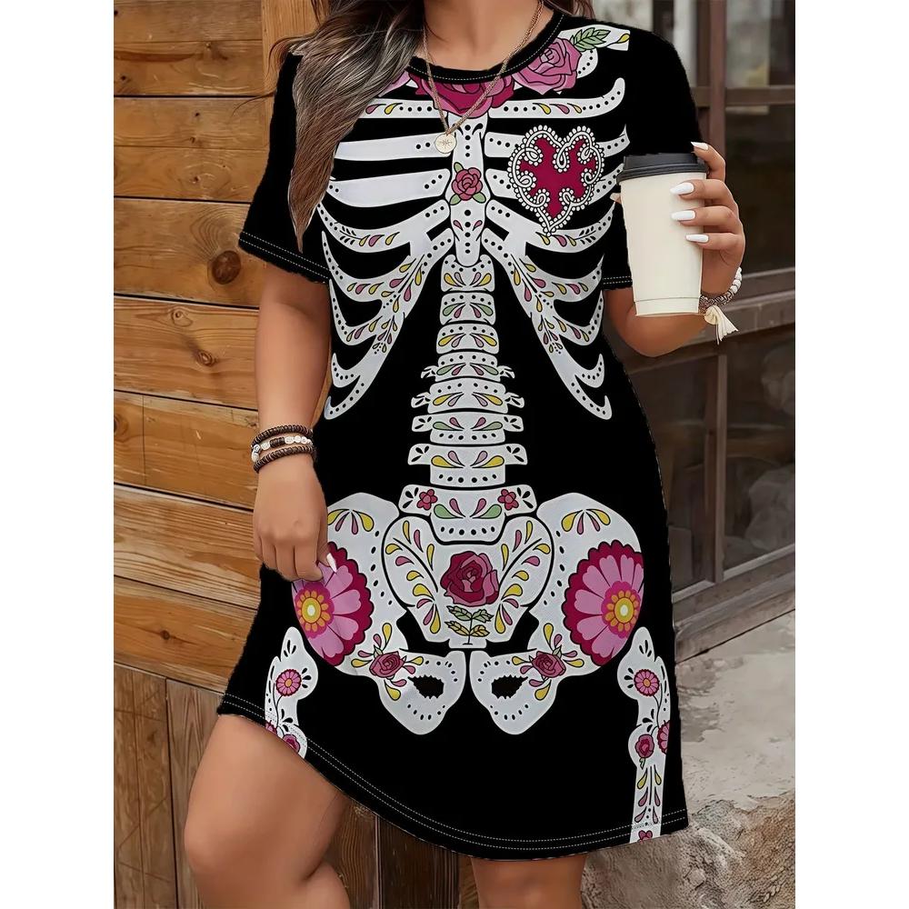 Casual Versatile T-Shirt Dress Fashion Loose Daily Comfort Casual Dresses S