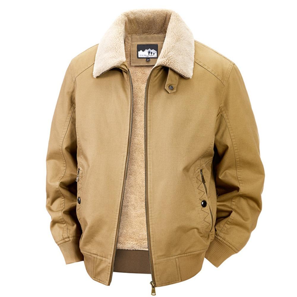 Men Cotton Jacket 2025 Retro Versatile Lamb Fleece Thickened Anti Cold Warm Collar Coat Outdoor Casual Winter Wear Cotton Jacket