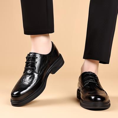Fashion Brogue Men's Formal Leather Shoes Classic Gentleman Style Outdoor Leisure Business Party Office Men's Wedding Black Shoes