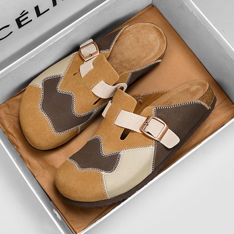 Unisex Cork Slippers Clogs Closed Toe Half Shoes For Men Women Slip On Mules Comfort Footbed Indoor Home Outdoor