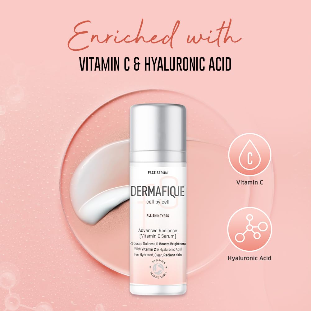 Dermafique Advanced Radiance Serum 30 Ml, with Vitamin C, Reduces Dull Skin, Boosts Brightness
