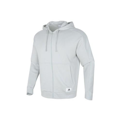 adidas Solid Color Hooded Zip-Up Casual Jacket for Men, Gray XL серый