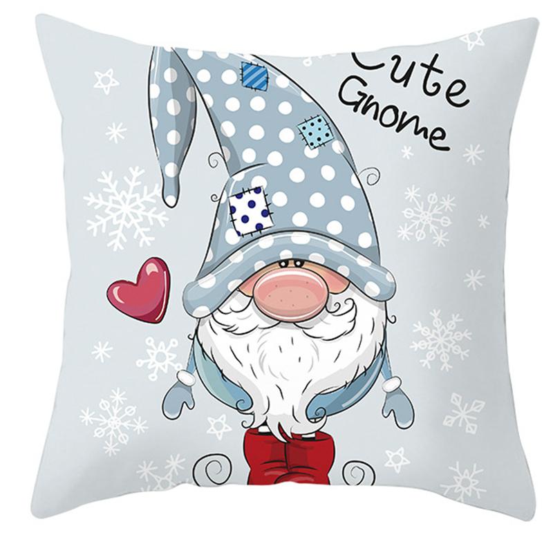 Happy New Year Christmas Decoration Dwarf Print Pattern Cushion Cover for Home Living Room Sofa Decoration Pillow Cover