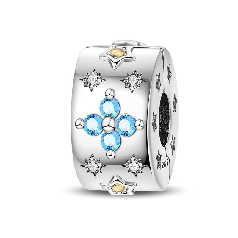 Copper Clasp Copper Cz Pave Clip Charms Daisy Beads Stopper Safety Chain Fit Original Bangle Bracelet Jewelry Clip