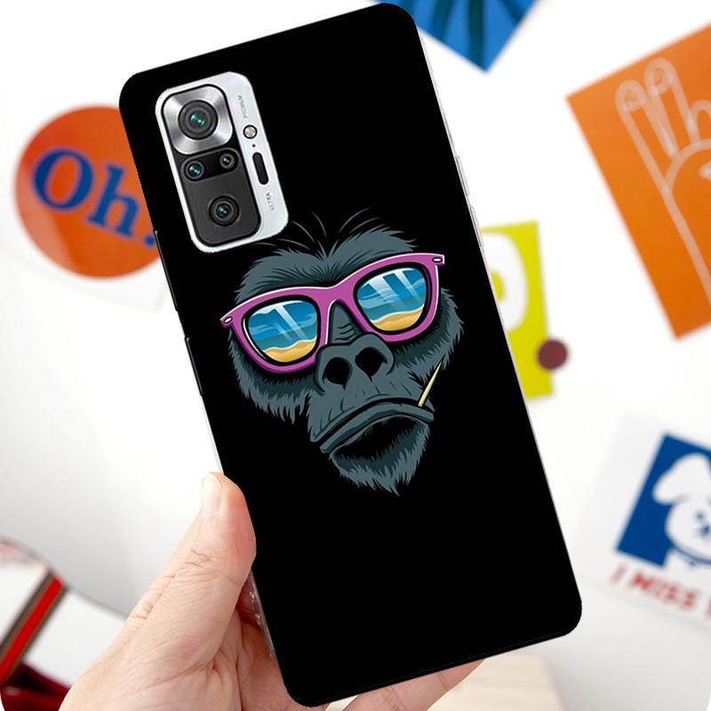 Funny Thinking Monkey With Headphone Case For Xiaomi Redmi Note 12 Pro 11 8 9 10 Pro 9S 10S 11S 12S Redmi 12C 10C 9C 10A Cover