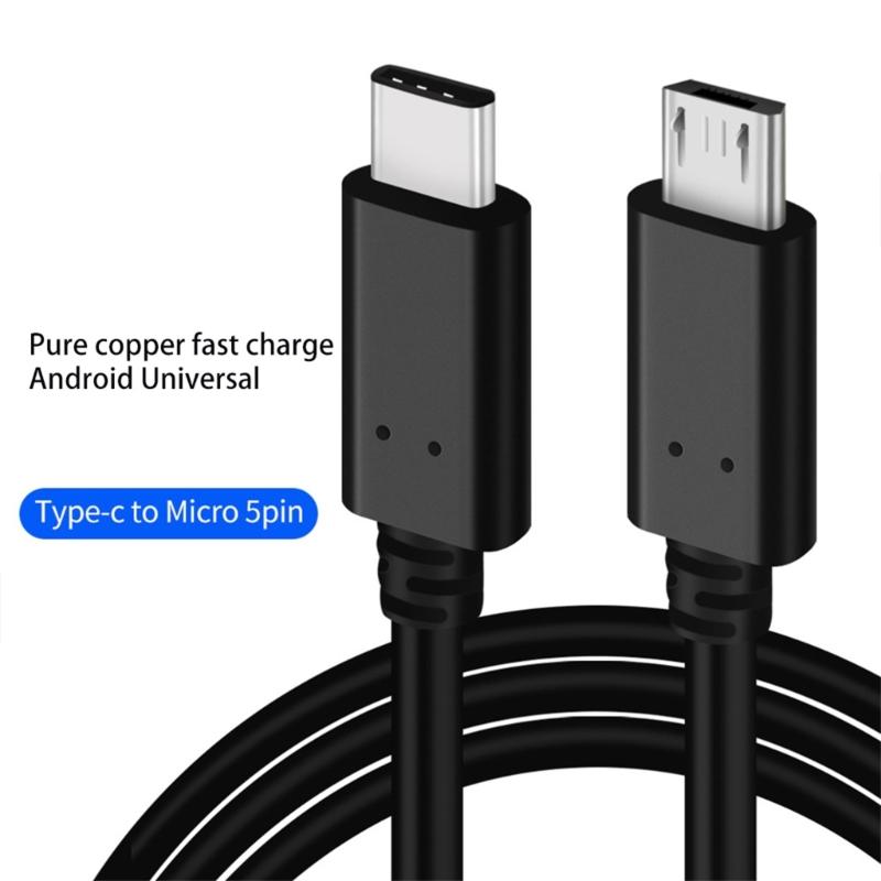 Durable PVC UsbC TypeC to Micro USB Data Cable for Galaxy-S7/-S6, HTC-One and More - 0.5m 1m 1.5m (Black )