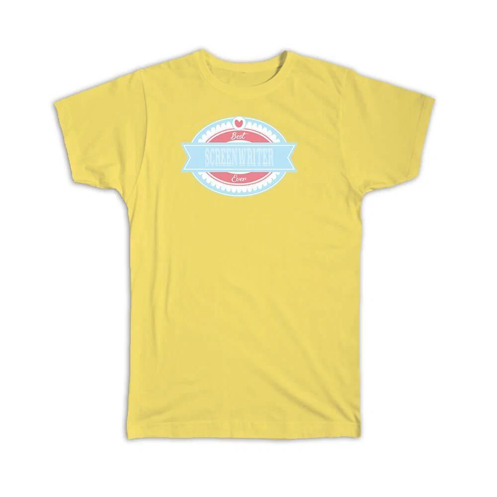 Gift T-Shirt : Best Screenwriter Ever Vintage Pink Blue Tag Style 4XL
