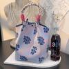 Versatile Large Knitted Handbag with Hollow-Out Flower Pattern