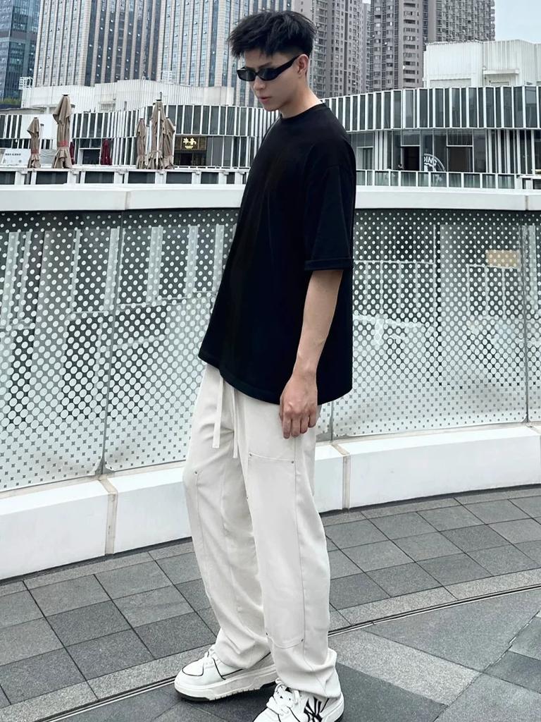 Bkcxzice Icebreaker Casual Straight-Leg Pants American Basketball Long Pants Autumn White Loose Trendy Sports Sweatpants Men