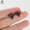 Mini Stainless Steel Geometric Earrings Black for Women Men Heart Triangle Leaf Volleyball Ear Studs Punk Piercing Pendientes