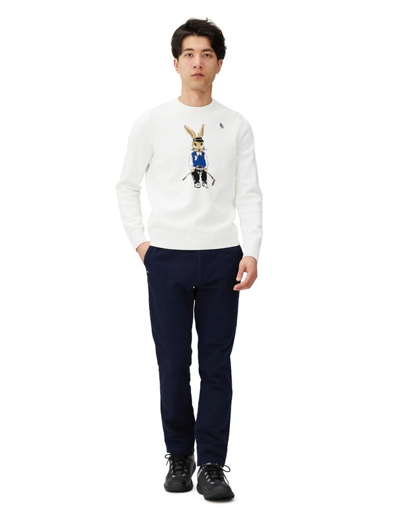 Crew Neck Knit Jersey GOLF Rabbit Pattern 3 [PEARLY GATES] Men's Pullover, + Intarsia, / 053-3270905 030_White [S]