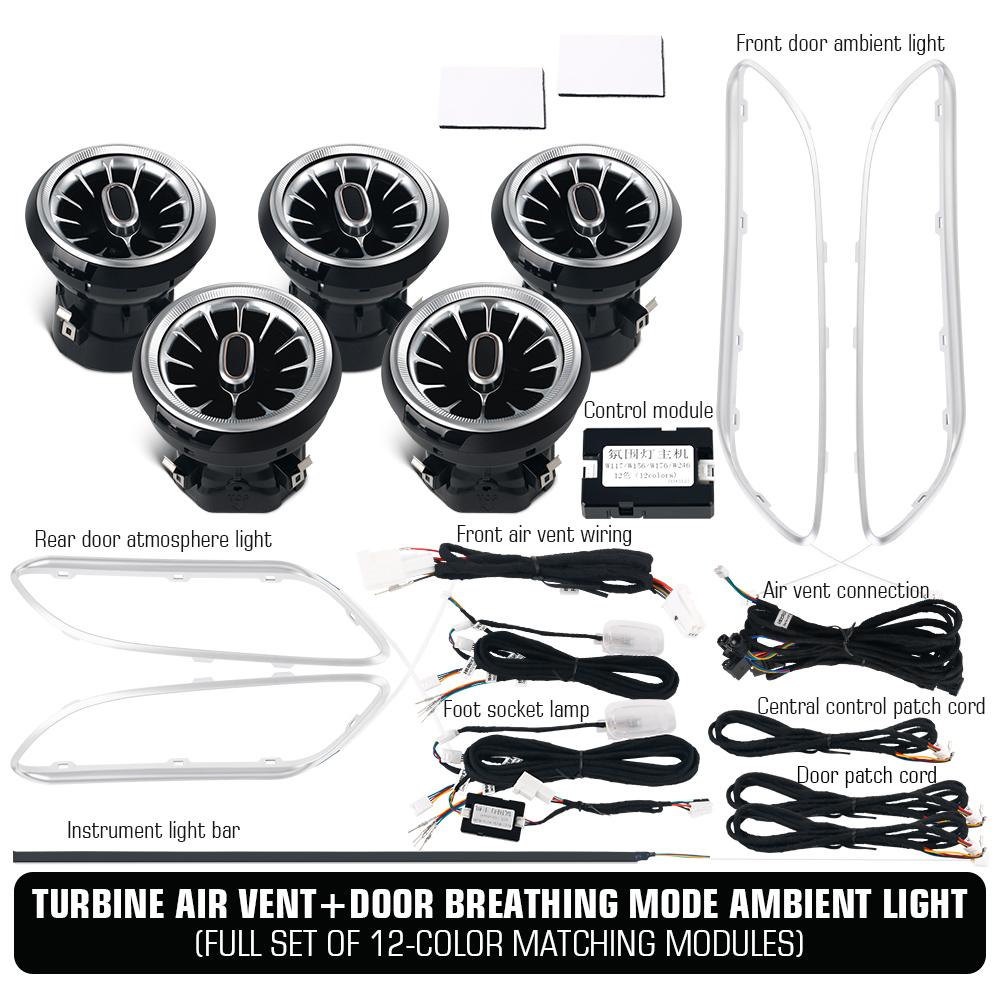 For Mercedes-Benz A/CLA W176/CLA W117/GLA W156 13-18 12/64 Colours Ambient Lights Led Car Air Vents Turbine Nozzle Decorate Lamp