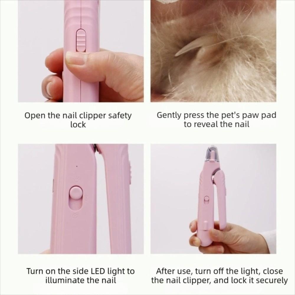 Grooming Tool Quiet Pet Nail Clippers with 2 LED Lights USB charging Pet Nail Grooming Tool Splash Guard 2 in 1 Nail Tool Cats
