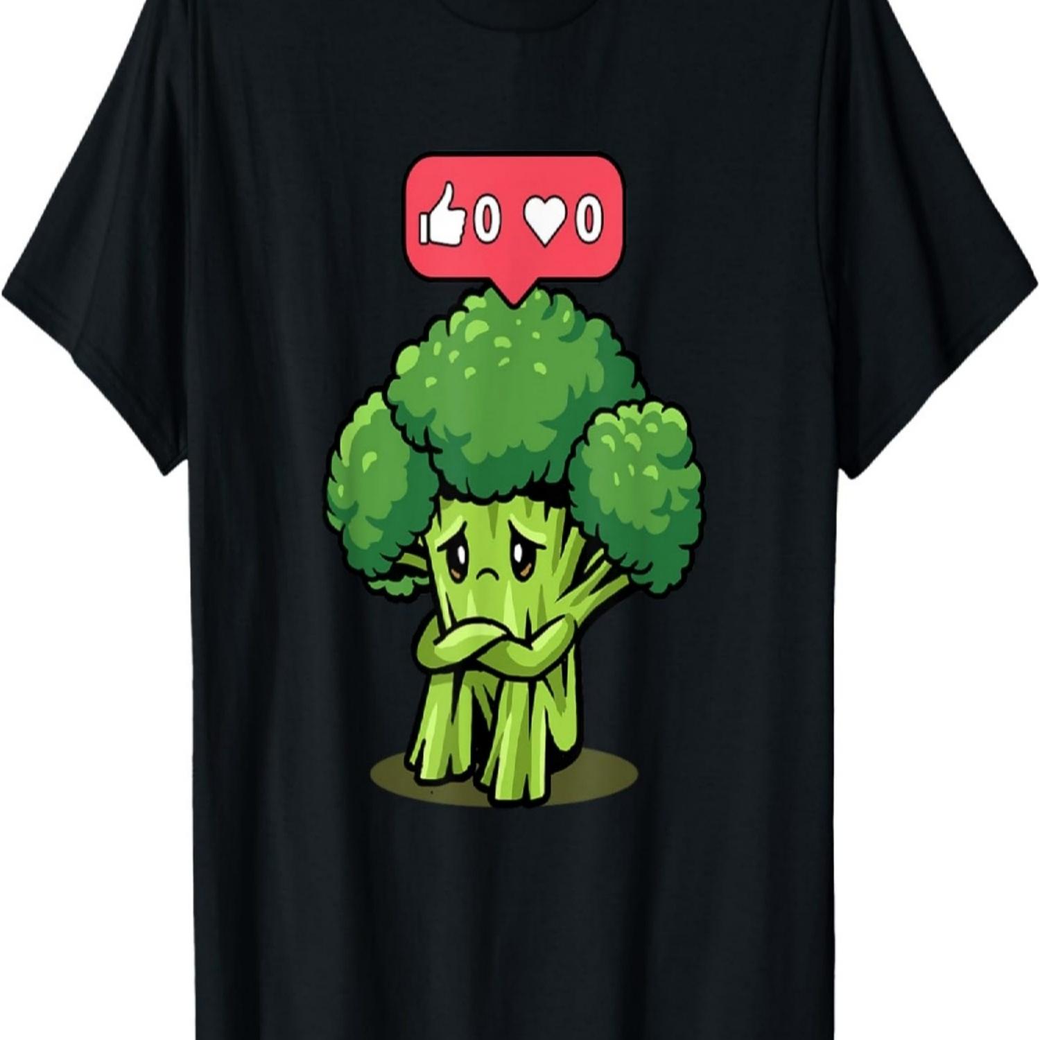 Sad Broccoli No Likes Kawaii Vegetable Humor T-Shirt S чёрный