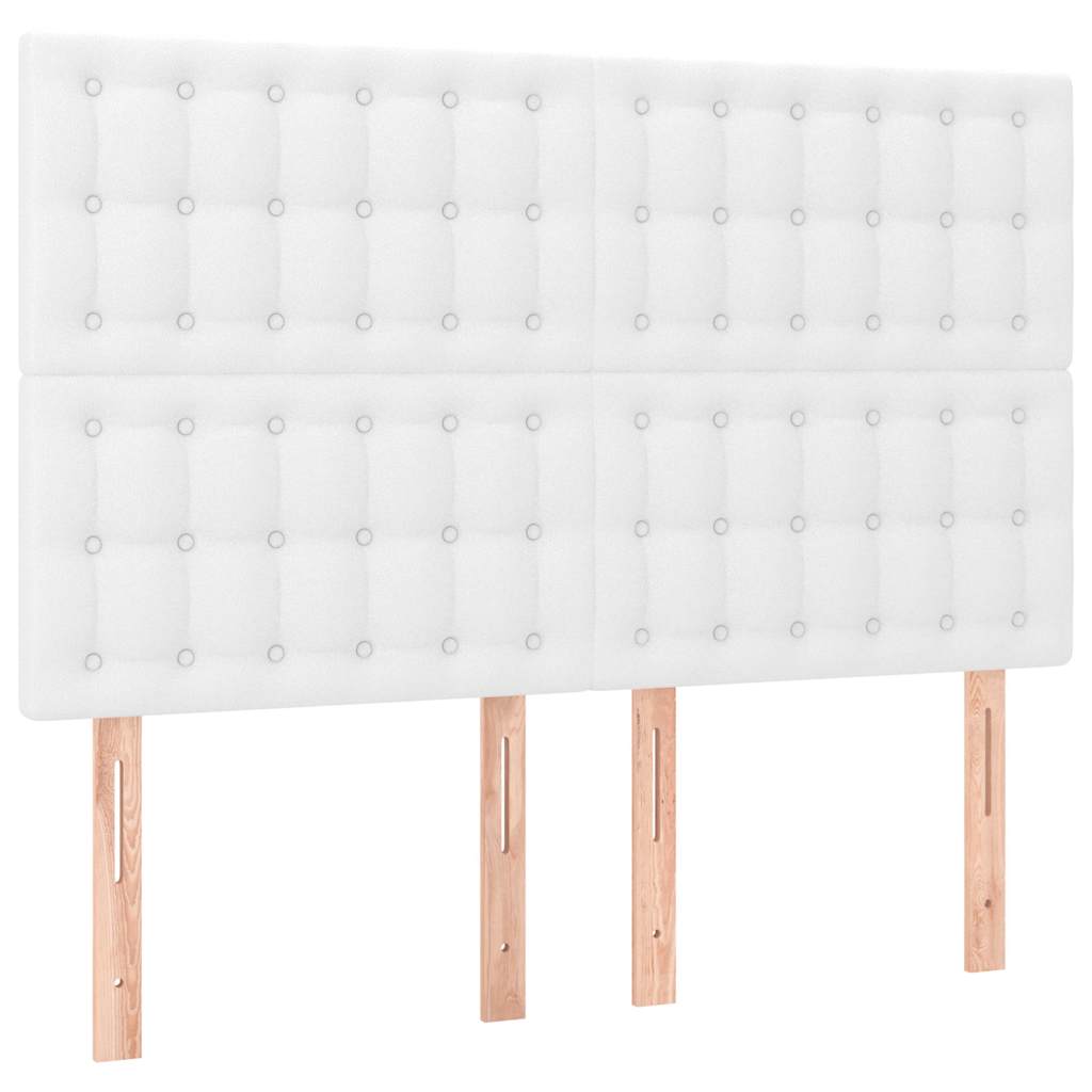 vidaXL LED Kopfteil Weiß 144x5x118/128 cm Kunstleder