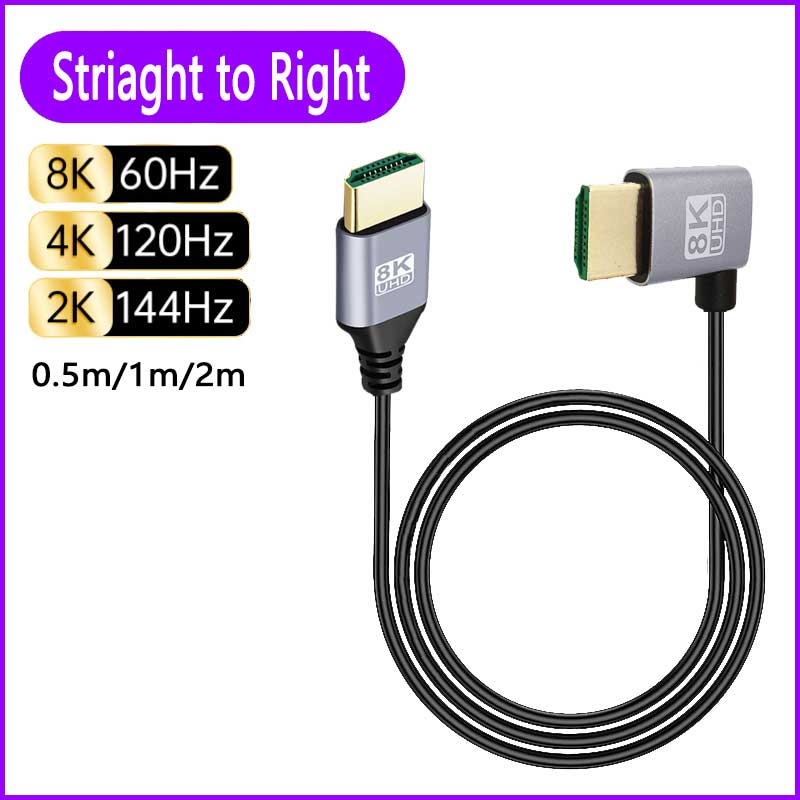 8K 90 Degree HDMI 2.1V Cable Cord 8K 60Hz 4K 120Hz 48Gbps EARC ARC HDCP Ultra High Speed HDR for HD TV Laptop Projector PS4 PS5
