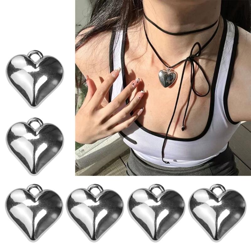 10 Pieces Sweet Heart Pendant Necklace and Earrings Peach Heart Pendant with Hole Heart Pendant for DIY Necklace Making