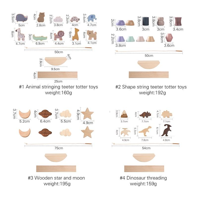 Baby Montessori Toys Wooden Threading Seesaw Toys Balance Blocks Stacked Puzzle Educational Hands-on Balance Ability Kids Gifts