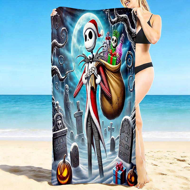1Pc Nightmare Before Christmas Beach Towel, Quick Dry, Multi-Use for Beach Pool Gym Yoga Home Travel, Christmas, Halloween, Xmas Gift S453