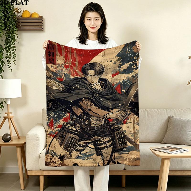 1PC Attack Titan Patterned Flannel Blanket Suitable For All Seasons For Home Decor Warmth And Comfort Gifts Holiday Present