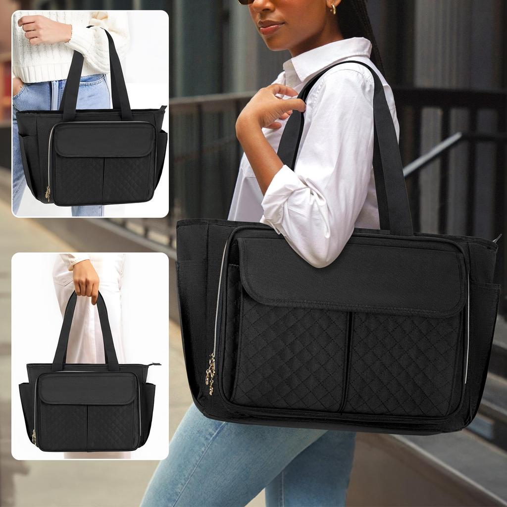 Teacher Office Tote with File Divider Fits For Business Black [Luxja] Bag, Bag, Pocket, 15.6-inch PCs, A4, Commuting, School, Trips, Multi-functional,