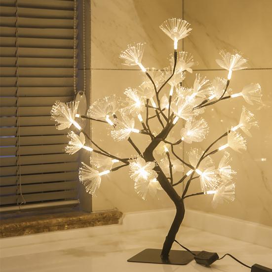 

36LED Optic Fiber Tree Lamp Flower Exquisite Decorative Warm White Table Lamp for Home