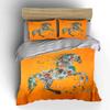 Floral Horse Art Set Decor Soft Skin-Friendly Bedding Set Includes 1 Duvet Cover And 2 Pillowcase Gift