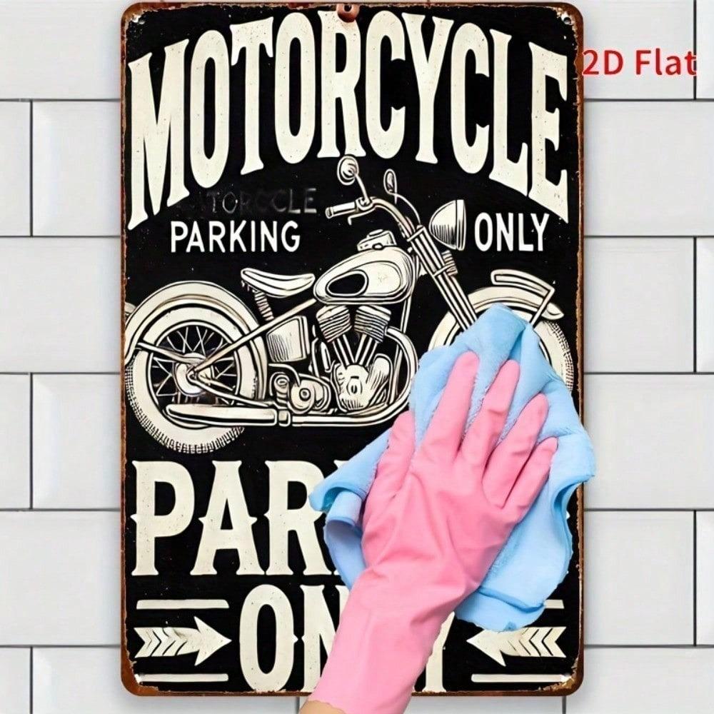 Vintage Motorcycle Parking Metal Sign 8x12 Inch Waterproof Rustproof Flat Iron Wall Decor For Home Bar Cafe Classic Style