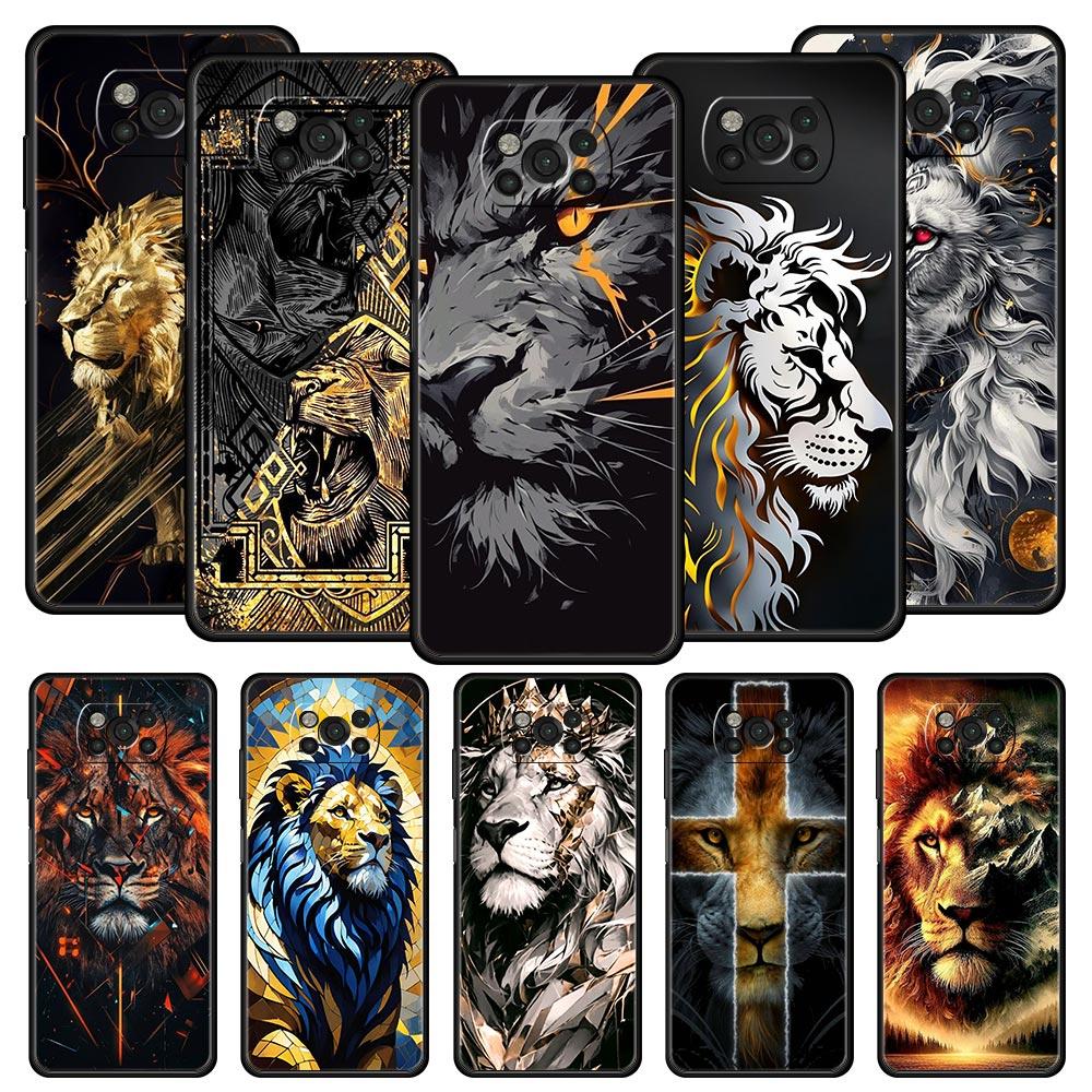 Cross Pattern Bicolor Lion Phone Case for Xiaomi Poco F7 F6 F5 F4 F3 X6 X5 X4 X3 NFC F7 Ultra M4 C51 C55 GT 5G Soft TPU Cover