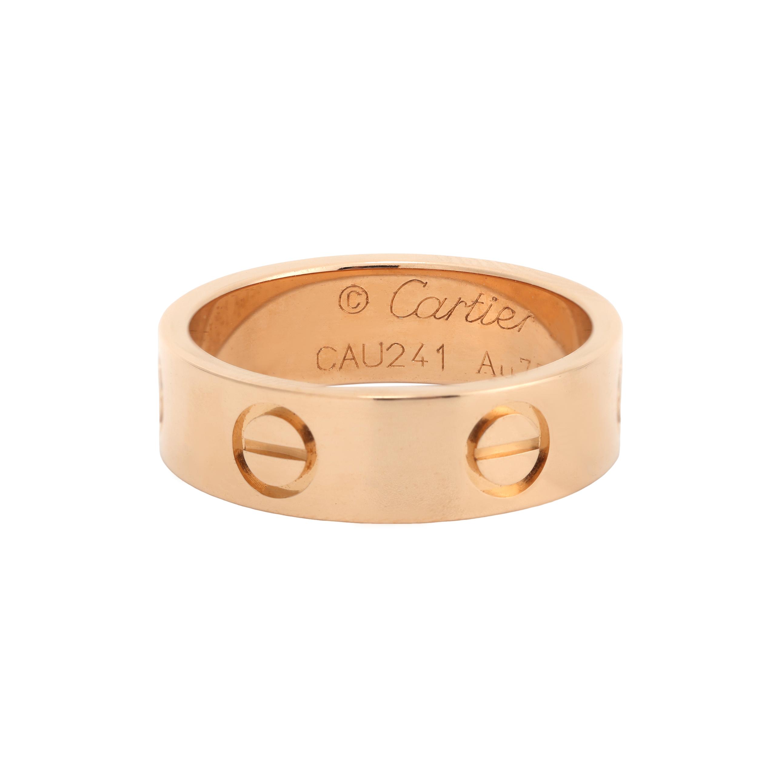 

Cartier Серія Love Класична каблучка з гвинтом 5,5 мм 18-каратне золото Унісекс каблучка Рожеве золото B4084800 Box+Shopping Bag,Warranty (2025),54