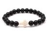 Trendy Beaded Bracelet With Natural Agate Stones - Stylish Cross Pendant Bracelet - Elegant Jewelry For Daily Wear