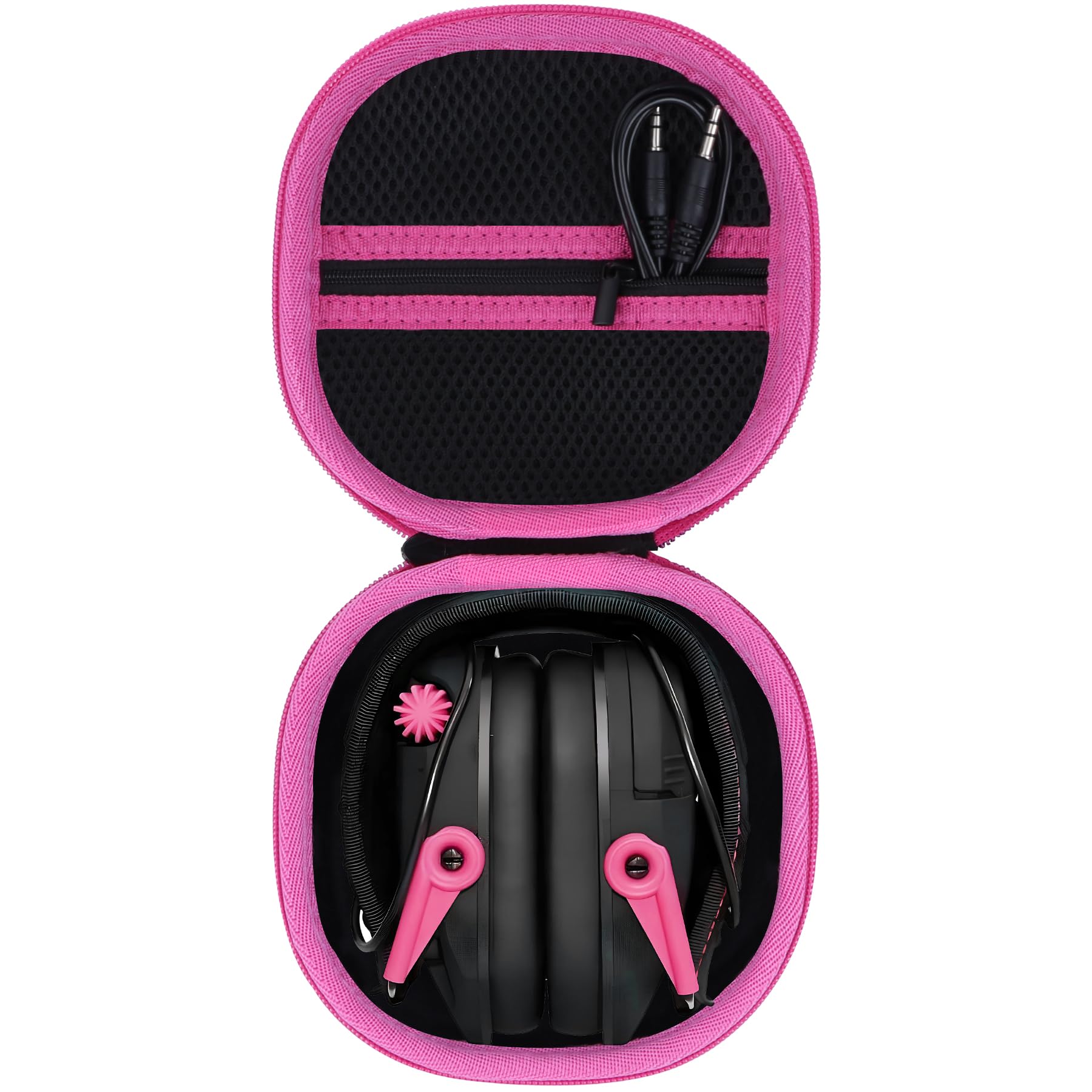 Электронные наушники Lebakort, совместимые с наушниками Walker s Razor Slim и чехлом для хранения (Черный с маджентовым чехлом)