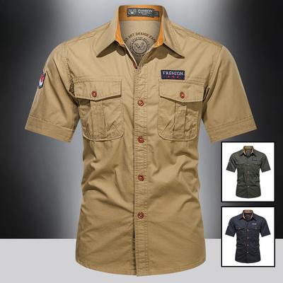 Summer Double Pocket Half-sleeved Shirt Men's Casual Military Uniform Short-sleeved Shirt Thin Comfortable and Durable Men's Tops Fashionable Trend