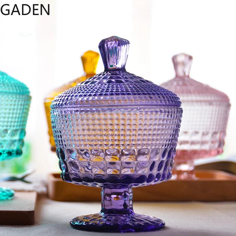 Stained Glass Candy Jar European Retro Storage Jar with Lid Storage Jar Household Storage Box Home Decoration Accessories