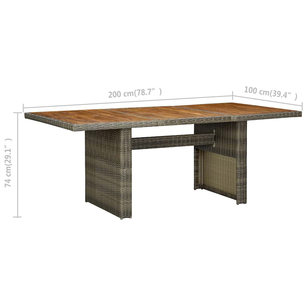 vidaXL Gartentisch Braun Poly Rattan und Akazie Massivholz