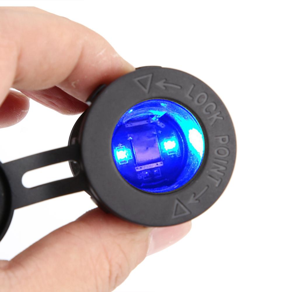 12V Cigarette Lighter Power Socket, Blue LED for Car, Motorcycle, Boat, Dustproof