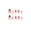 24Pcs/Set Quick Nails Winter French Black And White Flowers False Nials Sticker Wearable Waterproof Manicure Finished Nails