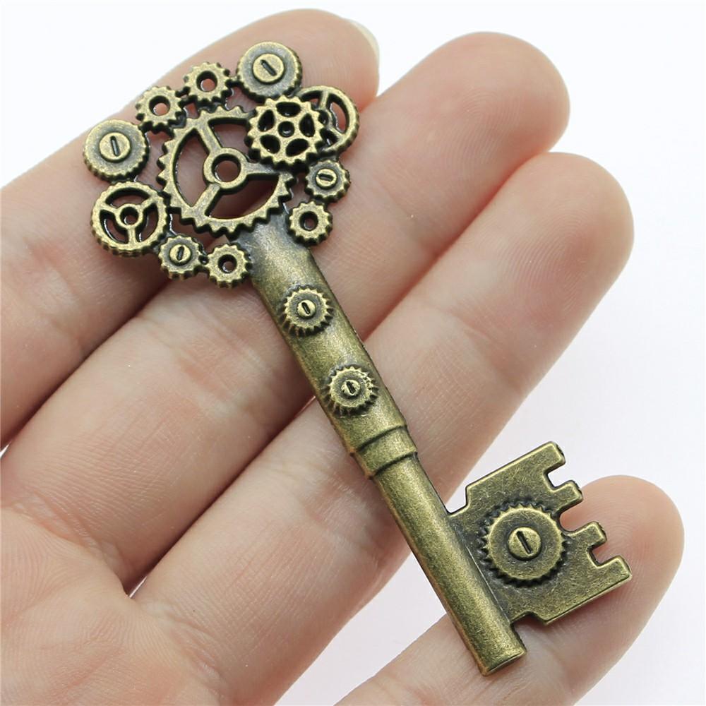 2pcs Big Key Pendant Charms Antique Bronze Color Key Charms Jewelry DIY Vintage Key Charms For Bracelet Making