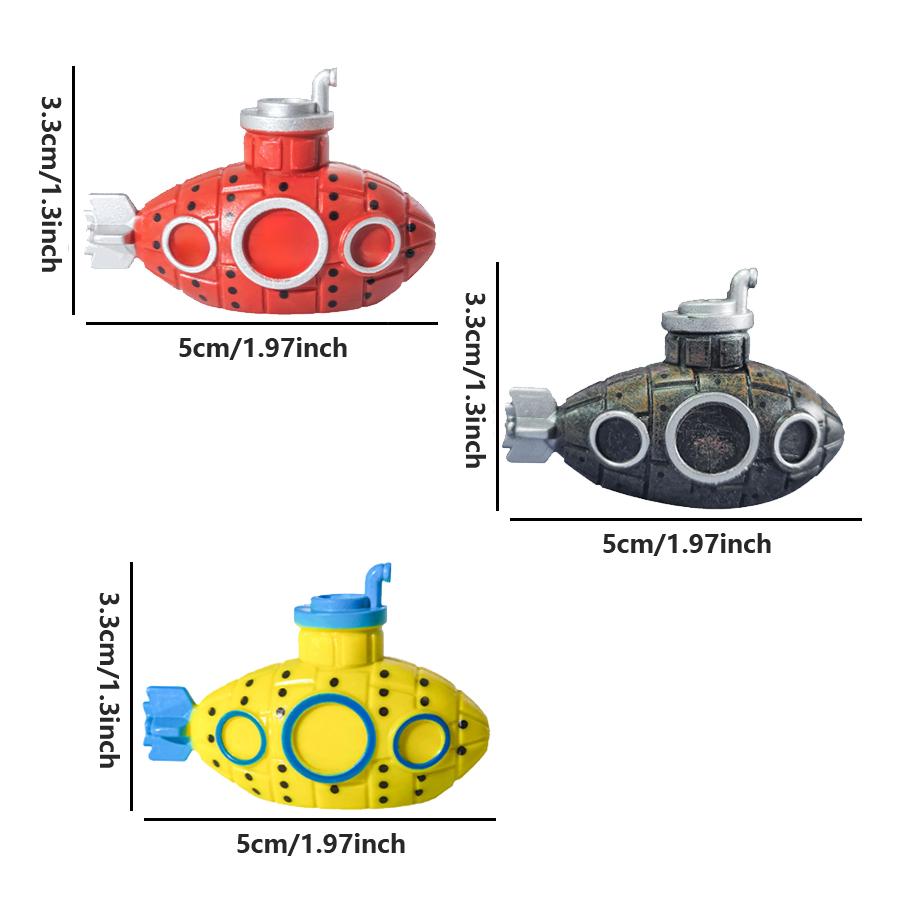 3er-Pack Harz-Aquarium-U-Boot-Ornamente - Realistische Unterwasser-Dekoration für Zuhause & Büro