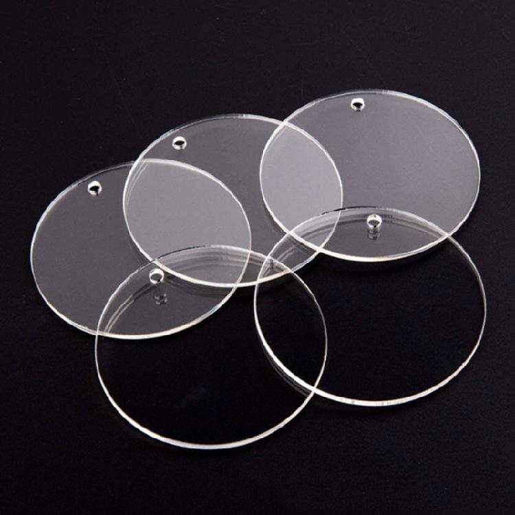 Round Shape Plastic Transparent Keychain Charm Blank for DIY Projects Crafts