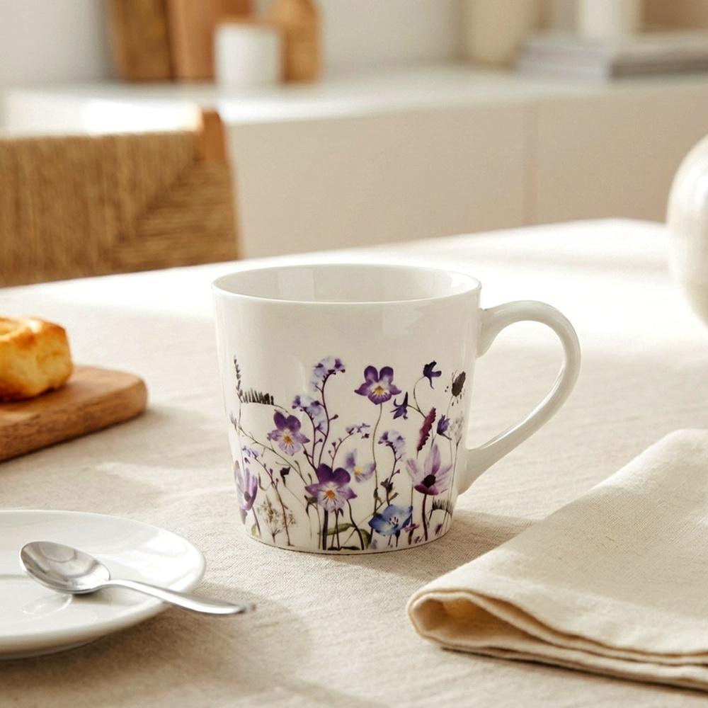 Porzellanbecher für Getränke Kaffee Tee Kräuter Bunt Blumen 430 ml