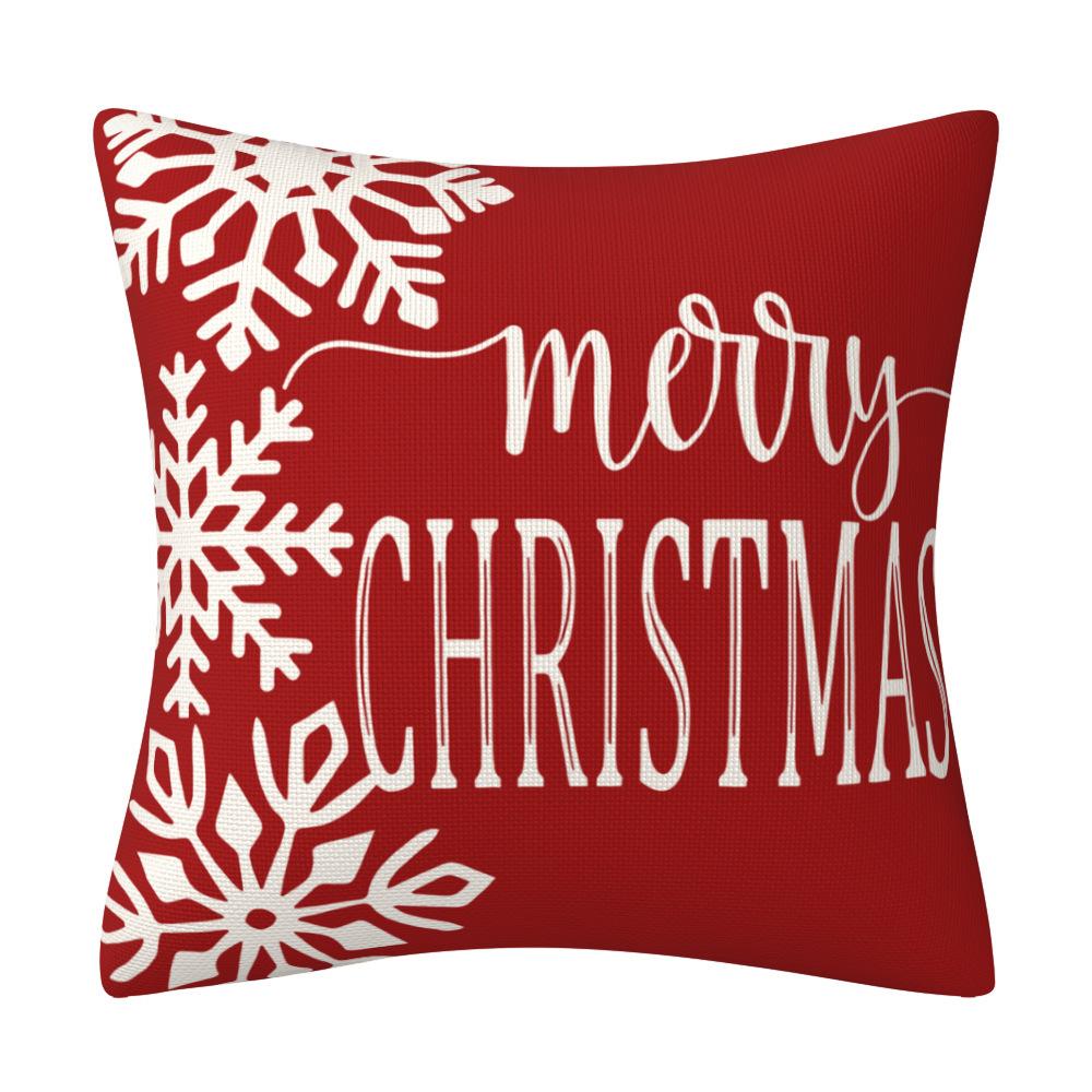 Christmas Snowman Pillowcase Big Red Snowman Print Cushion Set Decorative Sofa Set Household Goods