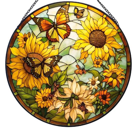 Gekleurd Glas Raam Hangdecoratie Rond Zonenvanger Paneel Huis Kantoor Woonkamer Tuin Binnenplaats Venster Hangend Ornament