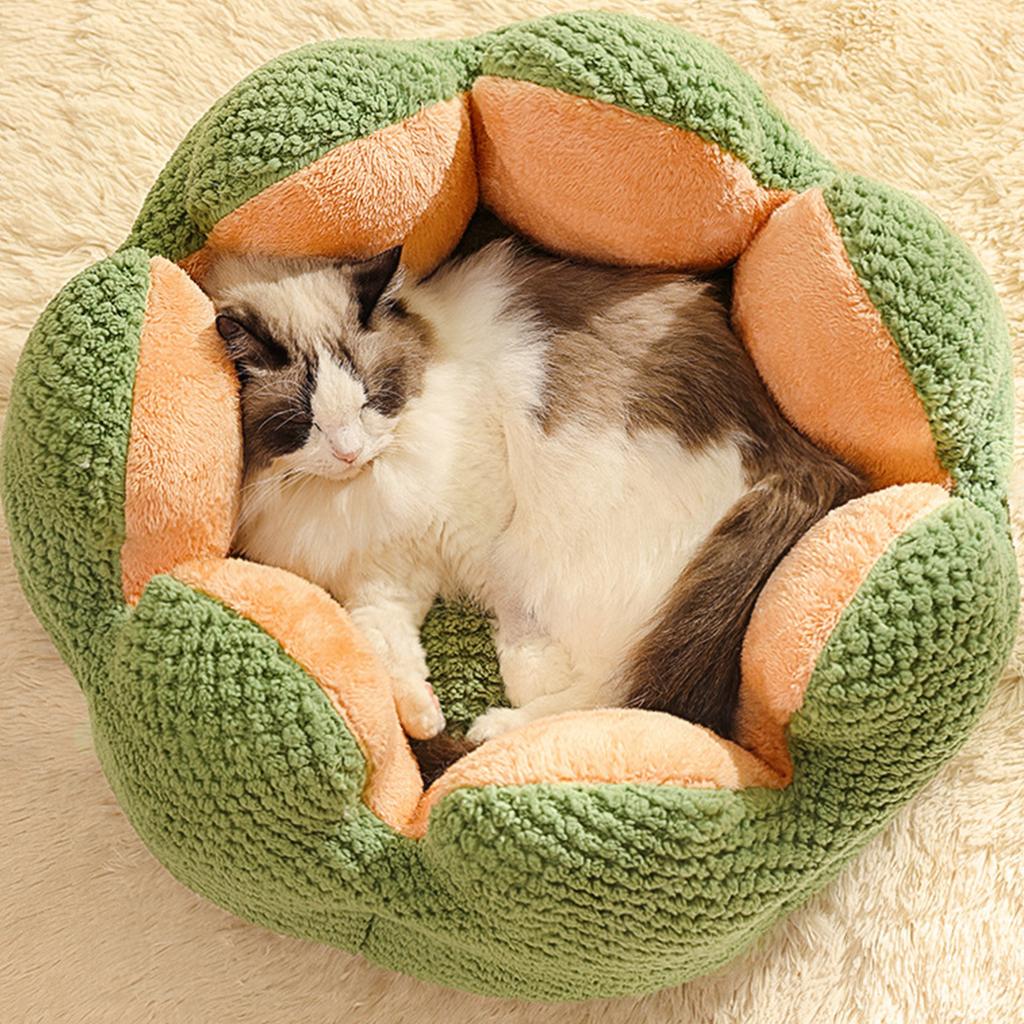 Dog Bed Stylish Flower Nest for Small Puppy Kitten Round Basket Pet Bed Detachable Cushion for Household