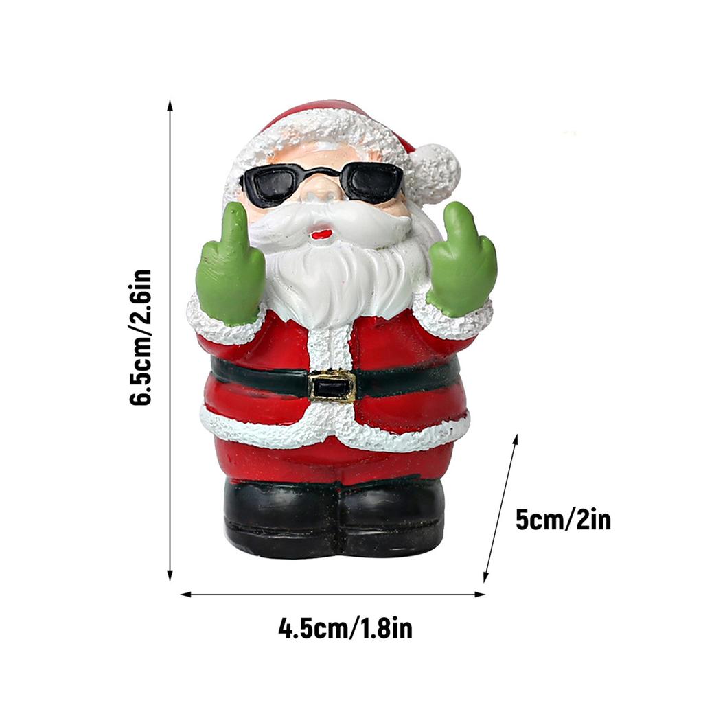 Resin Santa Claus Sculpture Xmas Snowman Figurines W/ Middle Finger Santa Claus Snowman Statue for Home Winter Desk Table Office