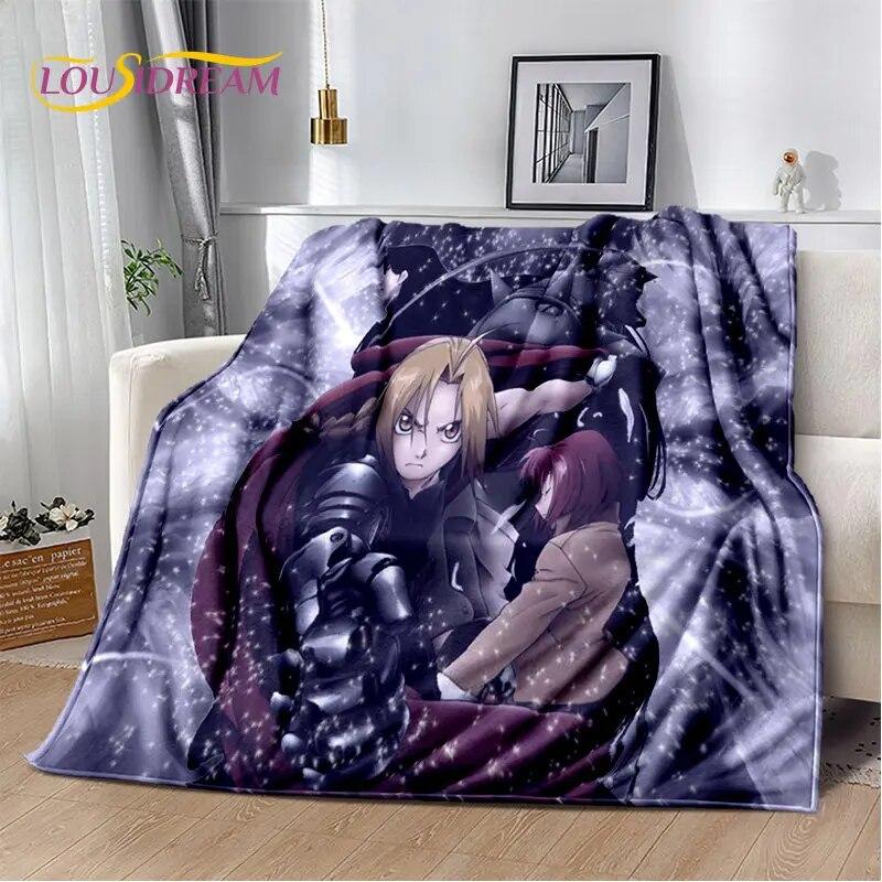 Fullmetal Alchemist Anime Cartoon Soft Plush Blanket,Flannel Blanket Throw Blanket for Living Room Bedroom Bed Sofa Picnic Cover